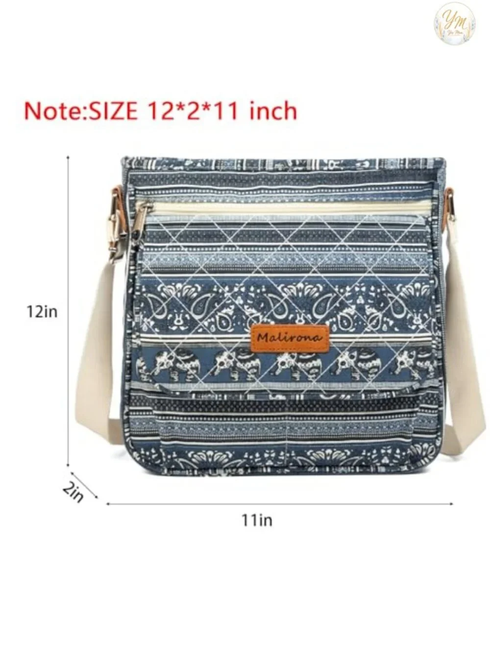 Canvas Floral Crossbody Bag Multi Pocket Travel Satchel Purse